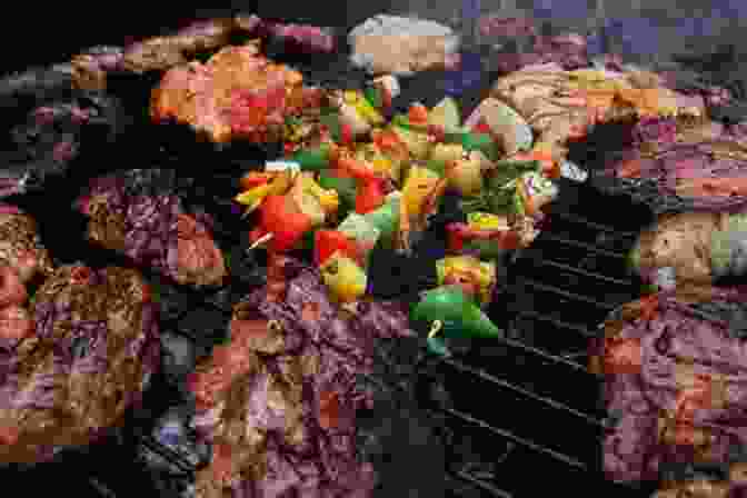 A Chef Grilling Meat On A Barbecue Grill, Surrounded By Delicious Grilled Food Throw Some Meat On The Grill : 50 Great BBQ Recipes + 3 Free Desserts