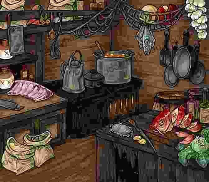 A Pirate Ship's Bustling Galley, With Crew Members Cooking And Eating Hearty Meals Recipes From The Galley A Cookbook For Pirates